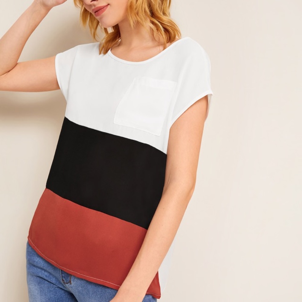 ❗️LIMITED❗️QUANTITY❗️Pocket Patched Colorblock Top - Picture 2 of 6